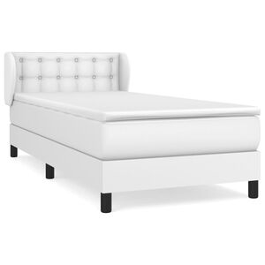 vidaXL Cama box spring con colch&oacute;n cuero sint&eacute;tico blanco 100x200 cm
