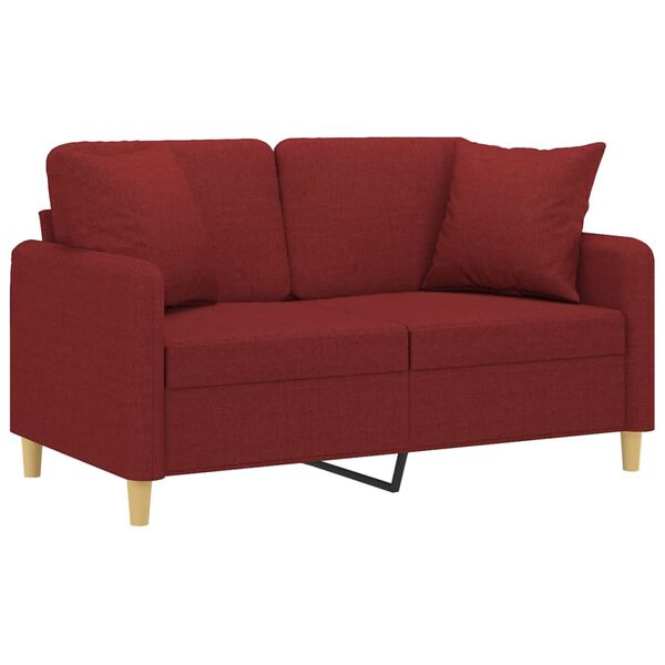 vidaXL Sof&aacute; de 2 plazas con almohadas y cojines tela rojo tinto 120 cm