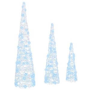 vidaXL &Aacute;rbol de Navidad 3 uds. fr&iacute;o 20 x 20 x 80 cm Acr&iacute;lico 90 LED