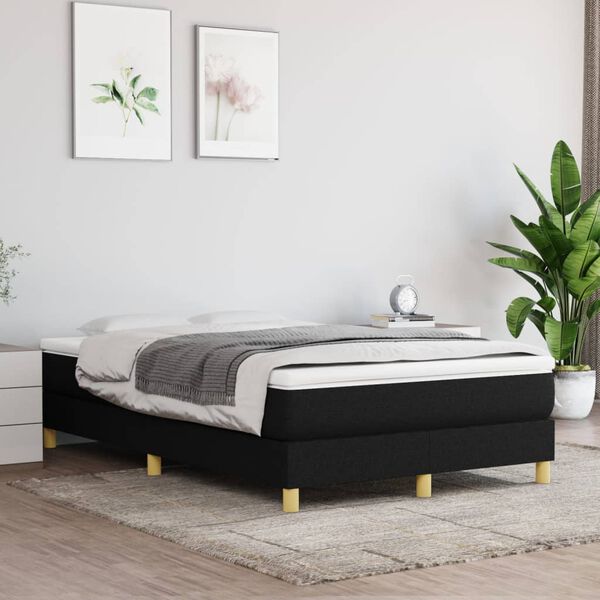 vidaXL Cama box spring con colch&oacute;n tela negro 120x200 cm