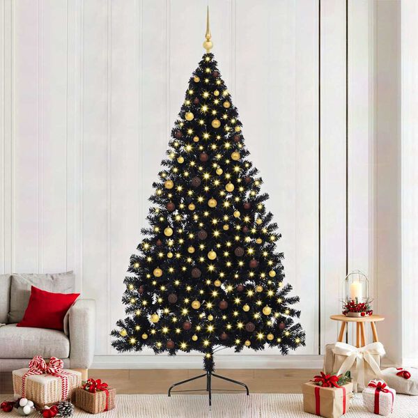 vidaXL &Aacute;rbol de Navidad Artificial Preiluminado Negro 240 cm PVC