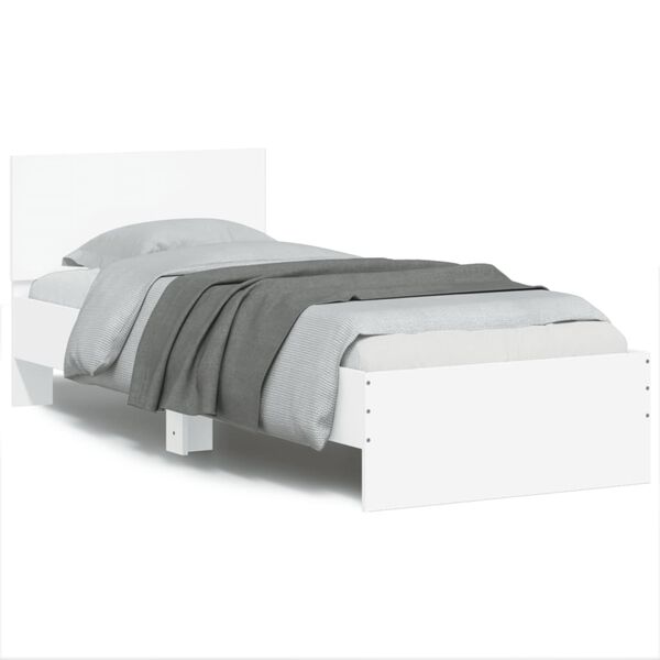 vidaXL Estructura de cama con cabecero y luces LED blanco 75x190 cm
