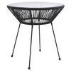 vidaXL Mesa de comedor de jard&iacute;n acero y vidrio negra &Oslash;70x74 cm
