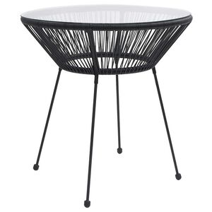 vidaXL Mesa de comedor de jard&iacute;n acero y vidrio negra &Oslash;70x74 cm