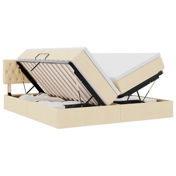 vidaXL Cama con almacenamiento Crema 180 x 200 cm Cuero sint&eacute;tico