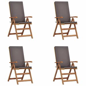 vidaXL Silla de Jardín con cojín 4 pcs Marrón 57 x 71.5 x 104cm