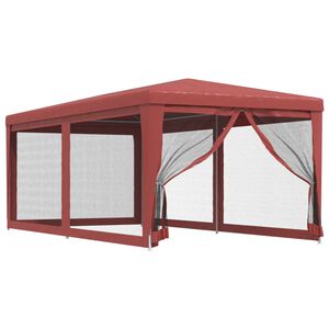 vidaXL Carpa para fiestas con 6 paredes de malla HDPE rojo 3x6 m