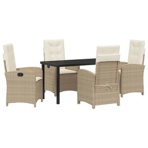 vidaXL Conjunto de Comedor de Jard&iacute;n 5 pcs Beige rat&aacute;n sint&eacute;tico