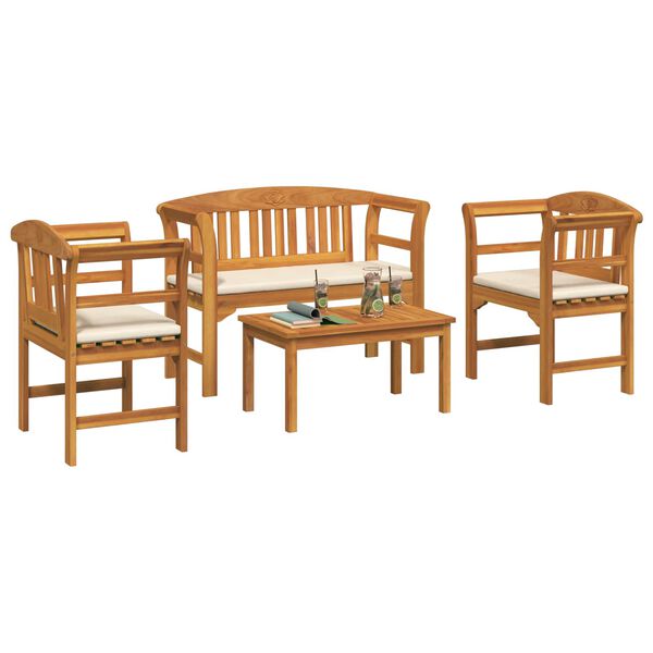 vidaXL Juego de muebles 4 pcs Natural Madera de Acacia S&oacute;lida