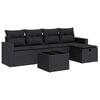 vidaXL Set de sof&aacute;s de jard&iacute;n 6 piezas y cojines rat&aacute;n sint&eacute;tico negro