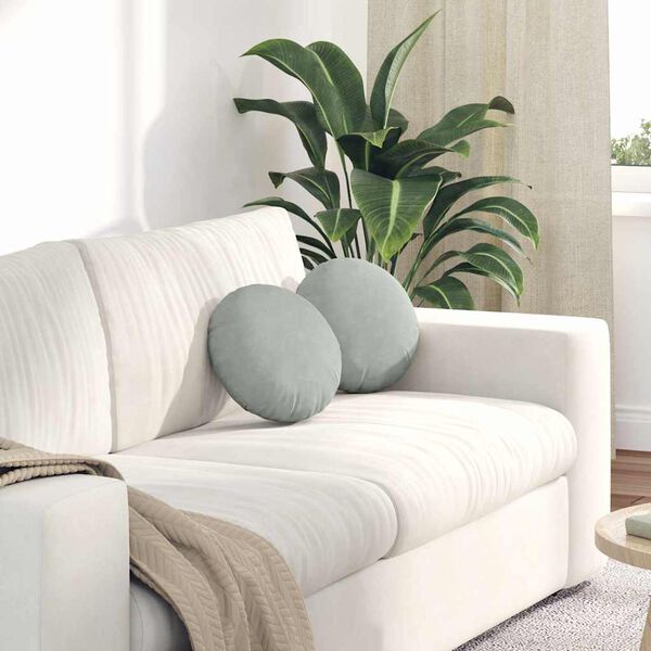 vidaXL Cojines para asiento 2 pcs Gris Claro Ø 40 x 13 cm Terciopelo