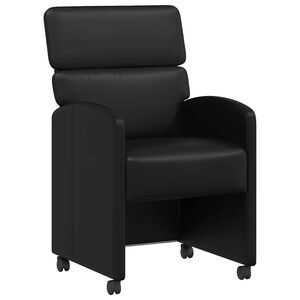 vidaXL Sillas de Comedor con Ruedas 2 uds. Cuero sint&eacute;tico Negro