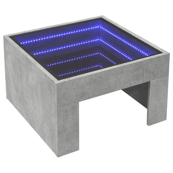 vidaXL Mesa de centro con Infinity LED gris hormig&oacute;n 50x50x30 cm