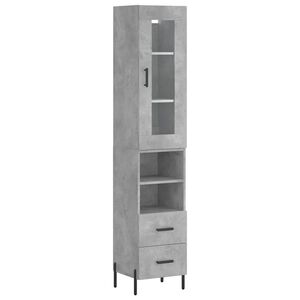 vidaXL Aparador de madera contrachapada gris hormig&oacute;n 34,5x34x180 cm