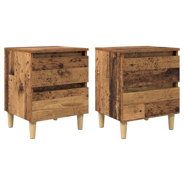 vidaXL Armarios de cama con caj&oacute;n 2 pcs Madera Vieja 40 x 35 x 50 cm