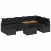 vidaXL Conjunto de sof&aacute; de jard&iacute;n 9 uds. Negro Polirat&aacute;n