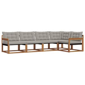 vidaXL Conjunto de sof&aacute;s de exterior 5 pcs Gris Natural y Claro