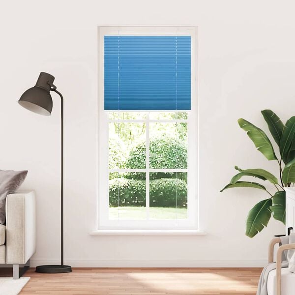 vidaXL Estor Plisado azul 90x200 cm Tela Ancho 89,4 cm Poli&eacute;ster