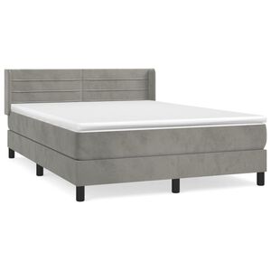 vidaXL Cama box spring con colch&oacute;n terciopelo gris claro 140x190 cm
