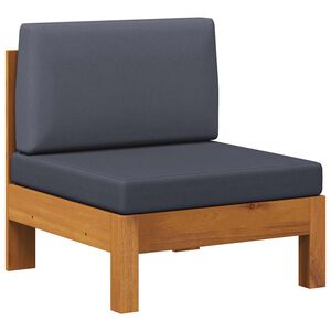 vidaXL Sof&aacute; central de madera de acacia con cojines gris oscuro