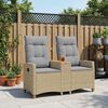 vidaXL Banco reclinable con mesa Beige y Gris Claro 126 x 65 x 112 cm