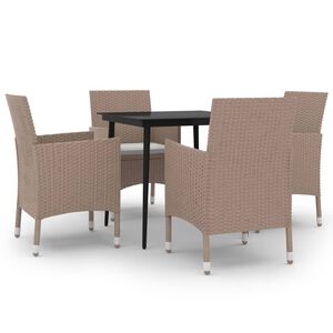 vidaXL Set comedor de jard&iacute;n 5 pzas y cojines rat&aacute;n sint&eacute;tico y vidrio
