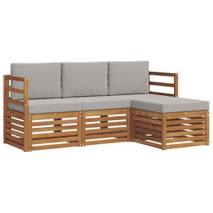 vidaXL Conjunto de sof&aacute;s de exterior 4 pcs Gris Natural y Claro