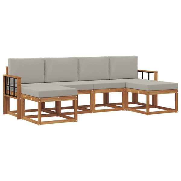 vidaXL Conjunto de sof&aacute;s de exterior 6 pcs Gris Natural y Claro