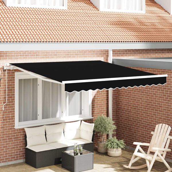 vidaXL Toldo Retr&aacute;ctil Manual Negro 350 x 250 cm tela