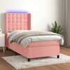 vidaXL Cama box spring colch&oacute;n y LED terciopelo rosa 90x200 cm