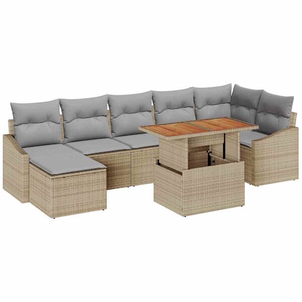 vidaXL Conjunto de Comedor de Jard&iacute;n con coj&iacute;n 8 pcs Beige y gris