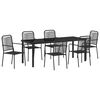 vidaXL Conjunto de Comedor de Jard&iacute;n 7 pcs Negro