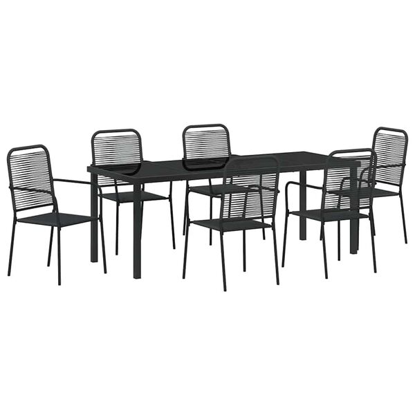 vidaXL Conjunto de Comedor de Jard&iacute;n 7 pcs Negro