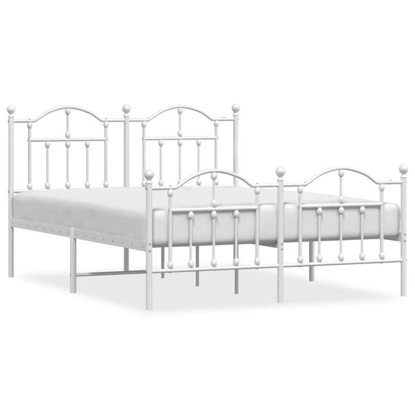 vidaXL Estructura cama sin colch&oacute;n con estribo metal blanco 150x200 cm