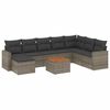 vidaXL Set de muebles de jard&iacute;n 9 pzas y cojines rat&aacute;n sint&eacute;tico gris