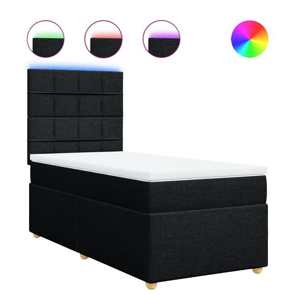 vidaXL Cama box spring con colch&oacute;n tela negro 90x200 cm