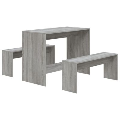 vidaXL Set de comedor 3 pzas madera de ingeniería gris Sonoma