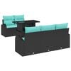 vidaXL Conjunto de sof&aacute; de jard&iacute;n 6 pcs Negro Rattan de Poli&eacute;ster
