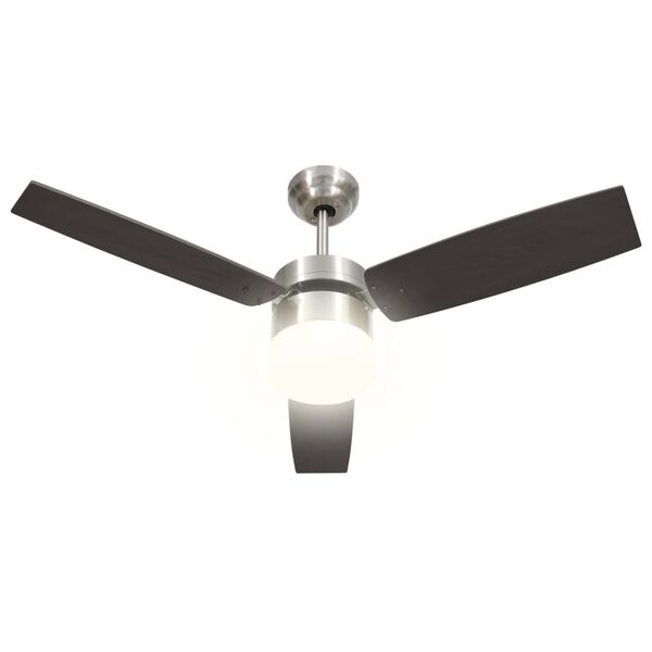 vidaXL Ventilador de techo con luz con mando marrón oscuro 108 cm