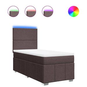 vidaXL Cama box spring con colch&oacute;n tela marr&oacute;n oscuro 90x200 cm
