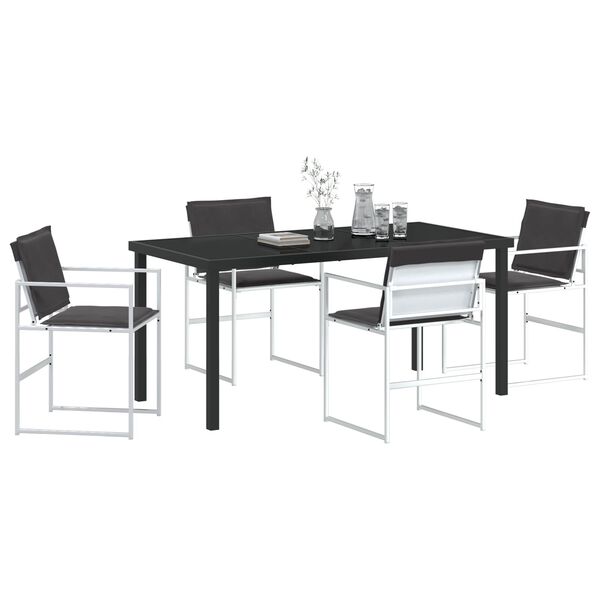 vidaXL Conjunto de Comedor de Jardín 5 pcs Blanco Textileno y acero