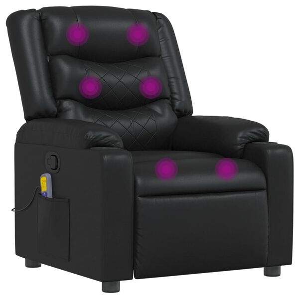 vidaXL Sill&oacute;n de masaje reclinable cuero sint&eacute;tico negro