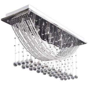 vidaXL L&aacute;mpara de techo con l&aacute;grimas de cristal 8 x G9 29 cm