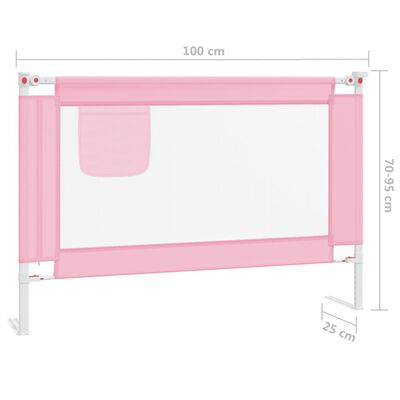 vidaXL Barandilla de seguridad cama de niño rosa tela 100x25 cm