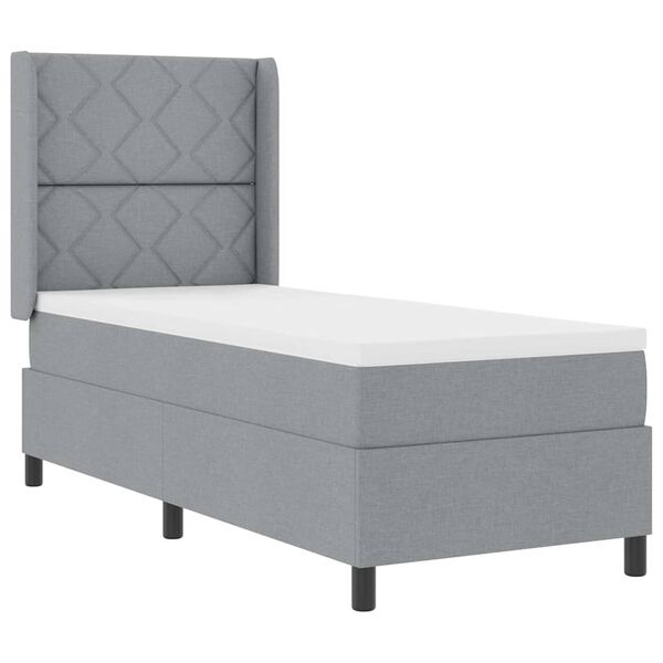 vidaXL Cama tipo Box Spring con colch&oacute;n Gris claro 90 x 190 cm tela