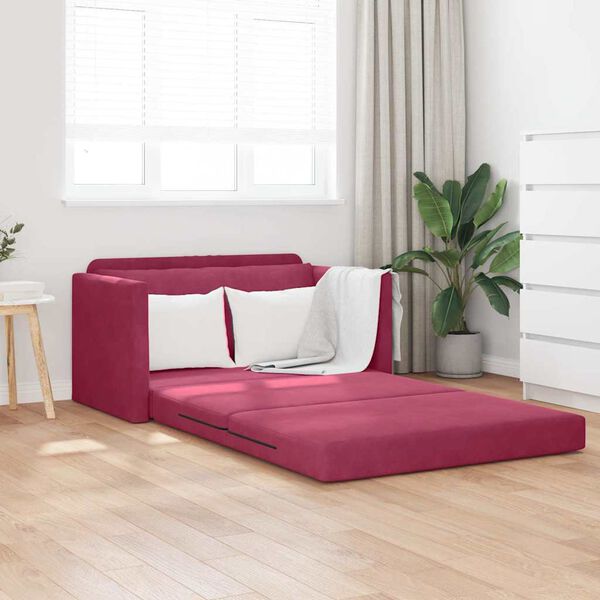 vidaXL Sof&aacute; cama 110cm Rojo vino Terciopelo