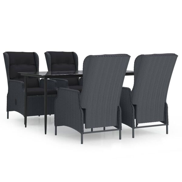 vidaXL Set de comedor para jard&iacute;n 5 piezas rat&aacute;n sint&eacute;tico gris oscuro