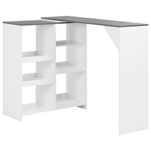 vidaXL Mesa de bar con estanter&iacute;a m&oacute;vil blanca 138x39x110 cm