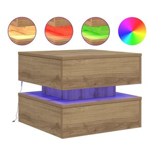 vidaXL Mesa de centro con luces LED roble artisian 50x50x40 cm