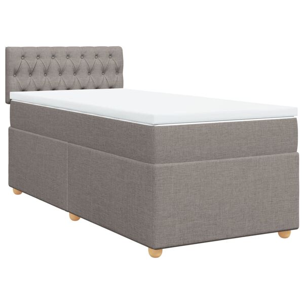 vidaXL Cama box spring con colch&oacute;n tela gris taupe 80x200 cm